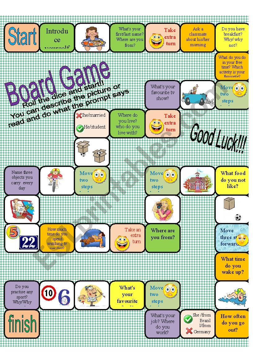 Board game- basic adult learners