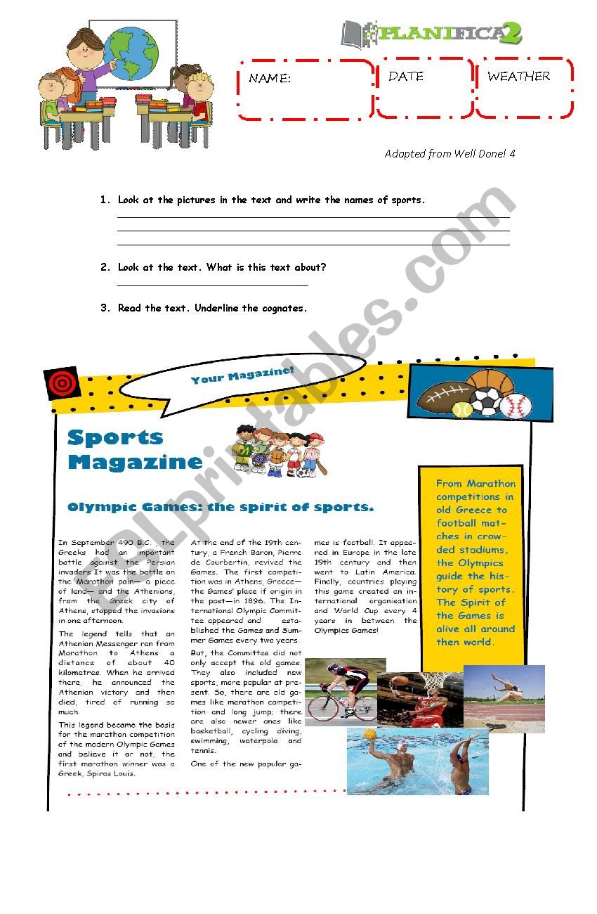 Olympic Games worksheet