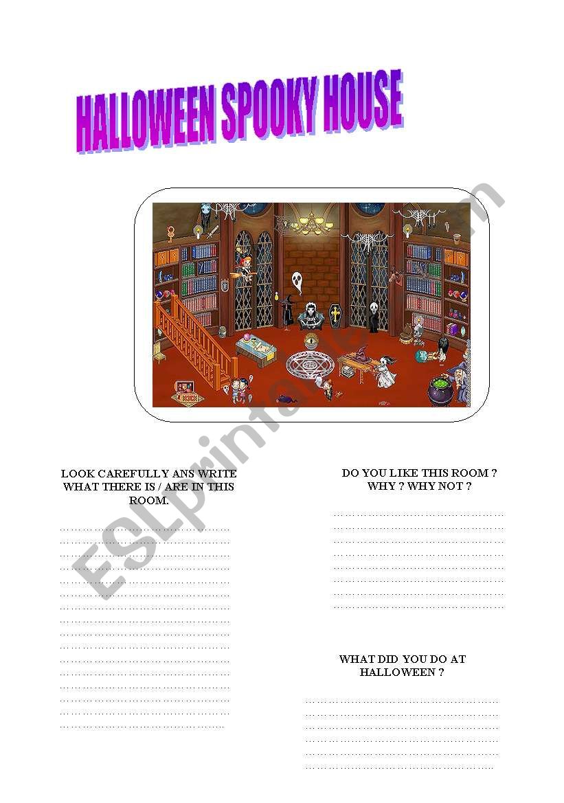 HALLOWEEN SPOOKY HOUSE worksheet