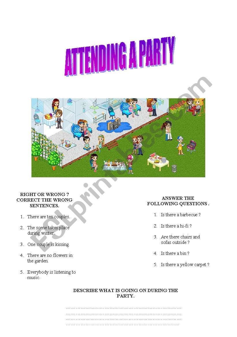 ATTENDING A PARTY worksheet