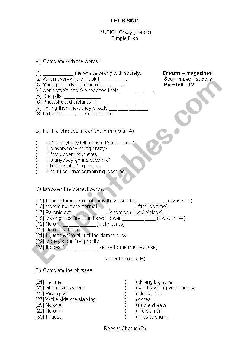 Music worksheet