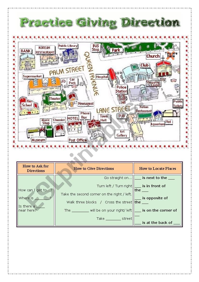 How to ask for directions worksheet