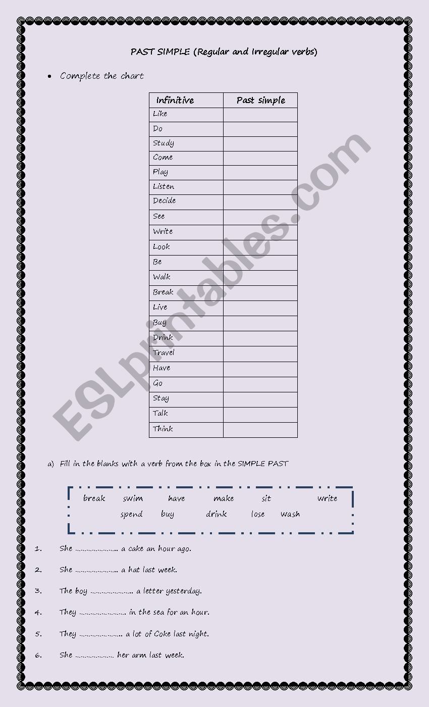 simple past worksheet