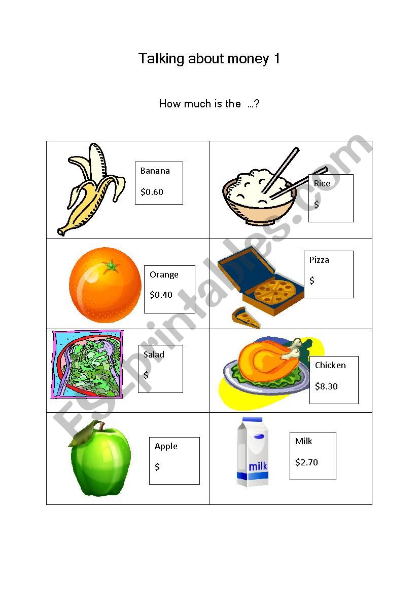 Talking about money worksheet