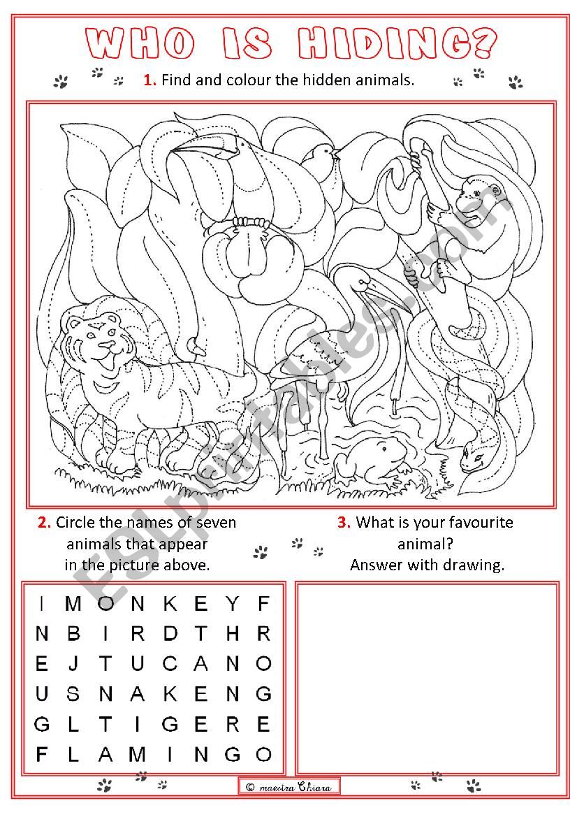 Who is hiding? worksheet