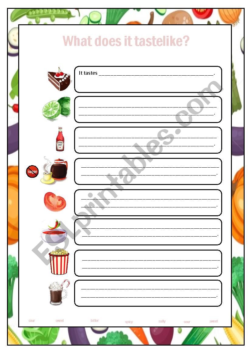 What does it taste like? worksheet