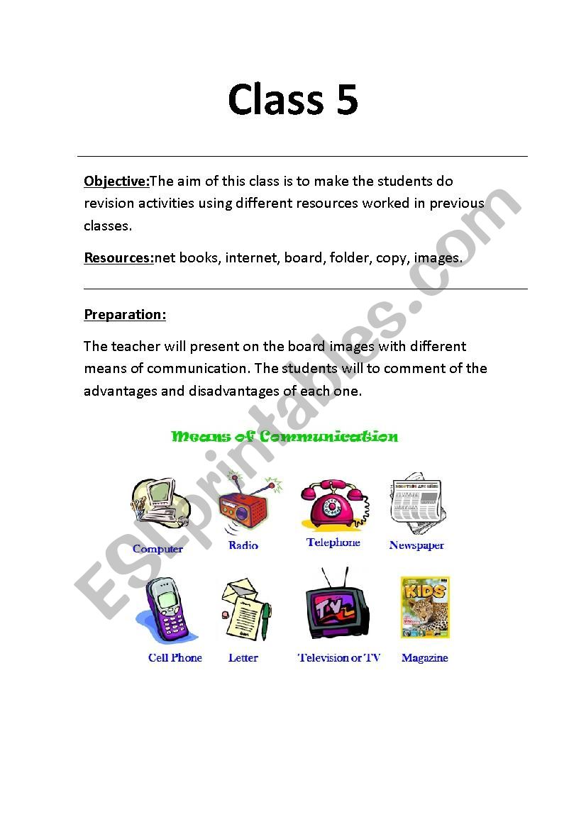  comunication worksheet