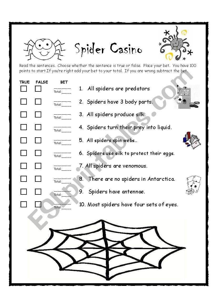 Spider Casino worksheet