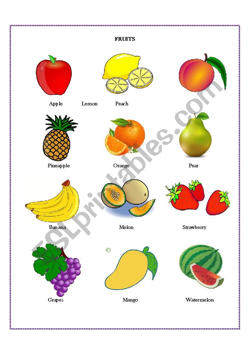 Fruits worksheet