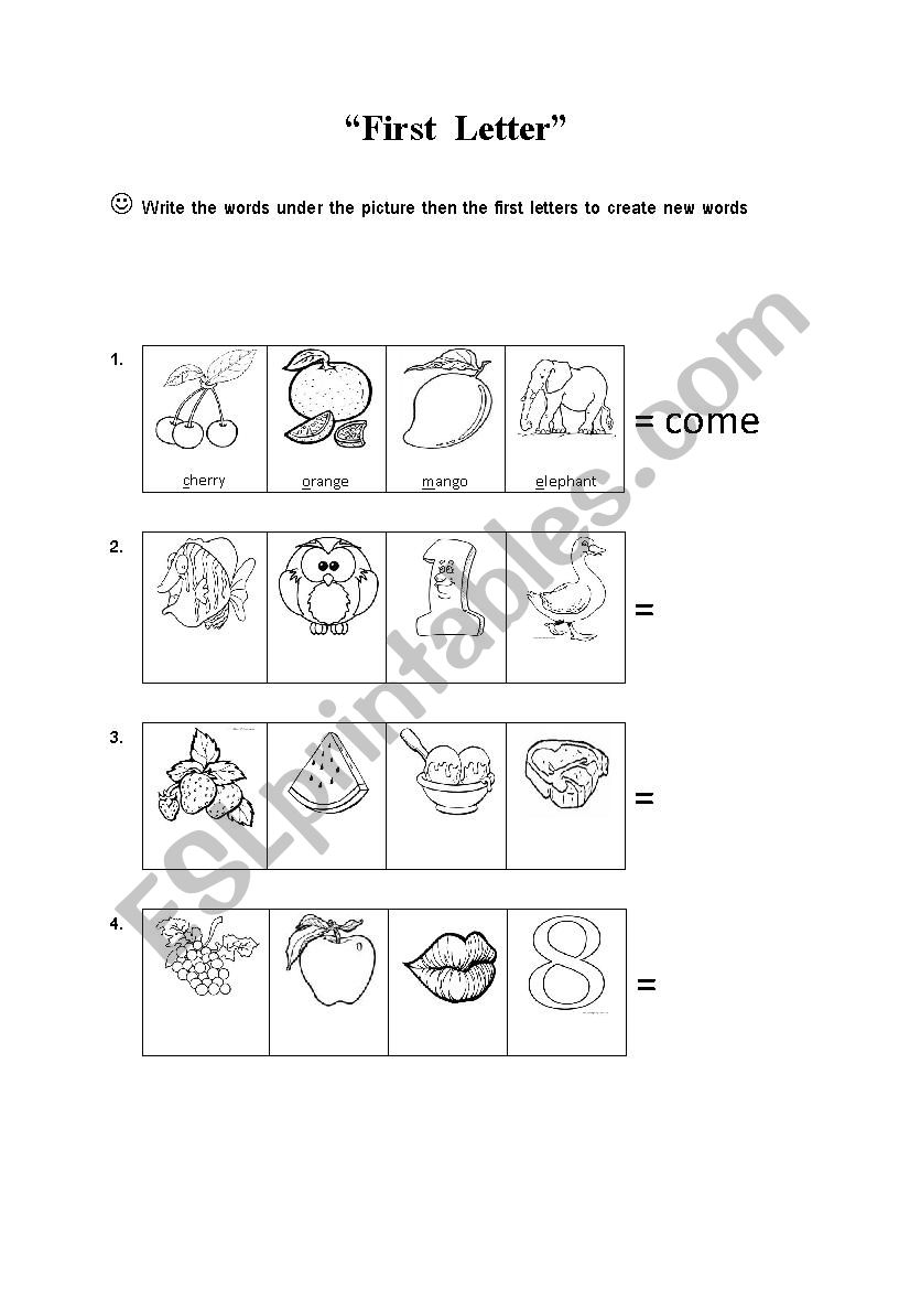 First Letter worksheet