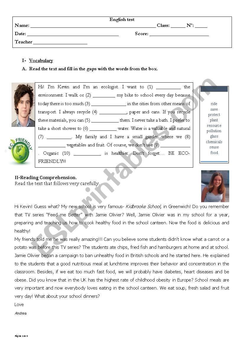 English Test 7th Form worksheet