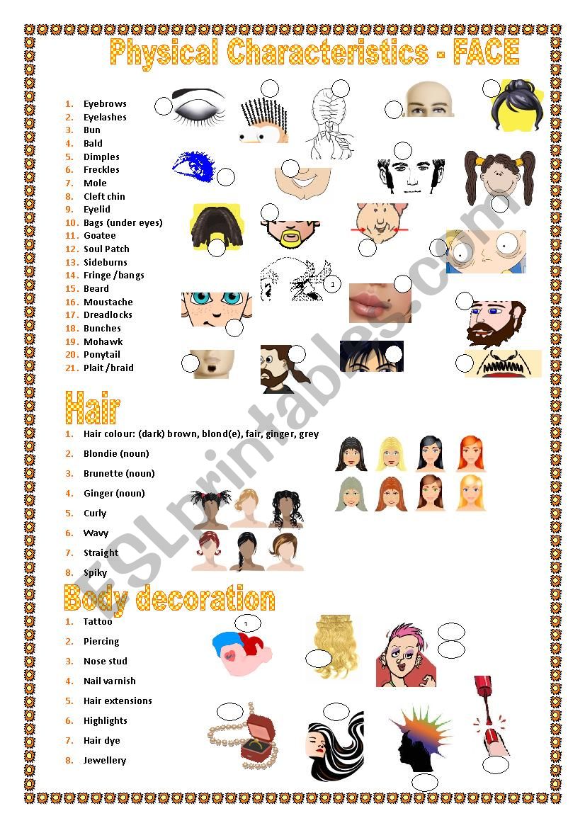 Physical characteristics & body decorations