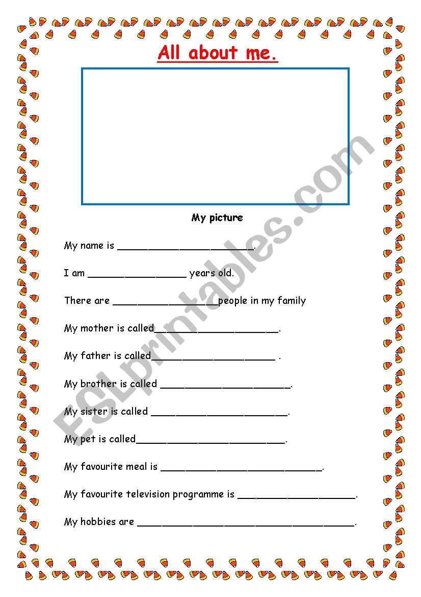 All about me worksheet