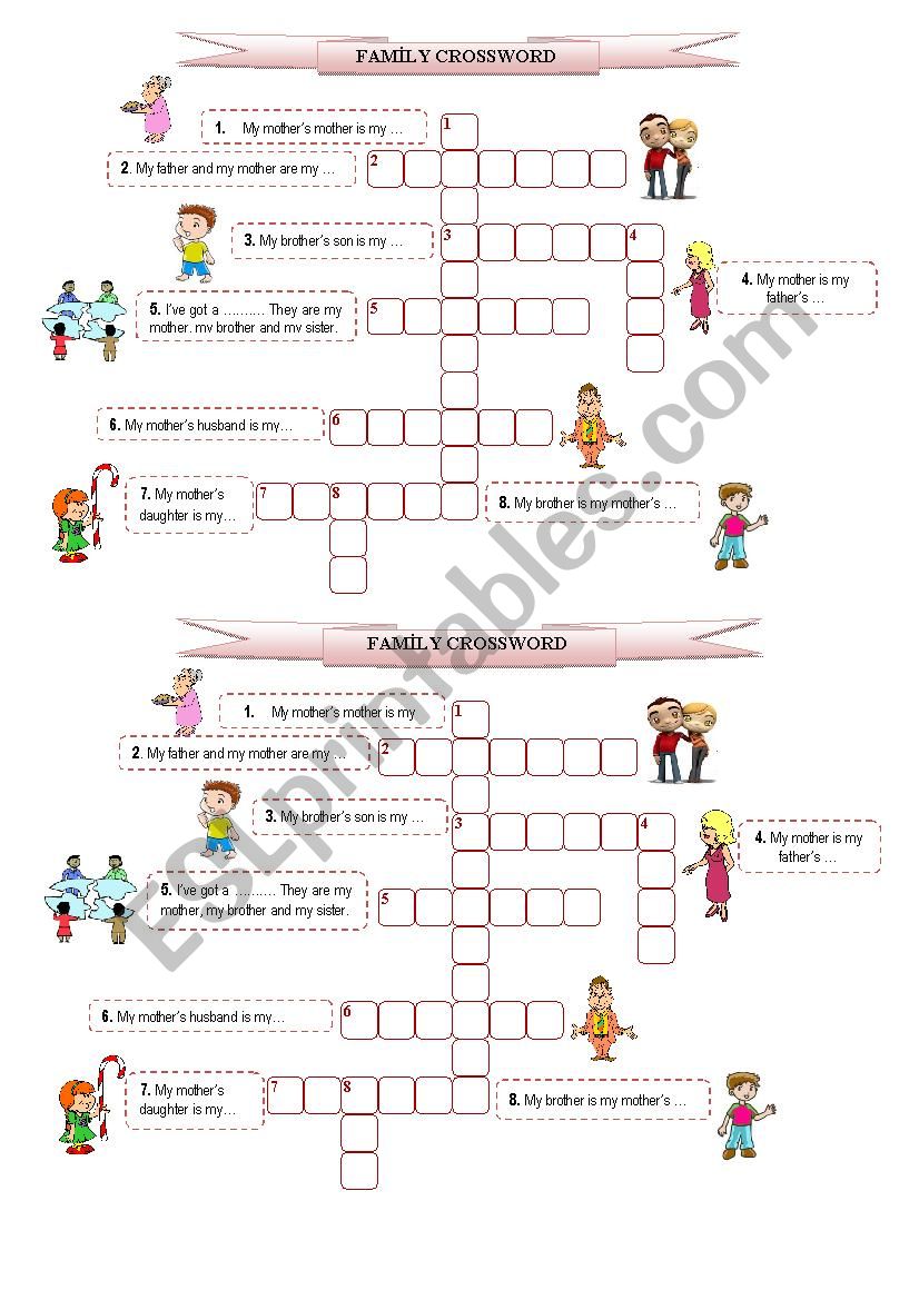 Family Crossword worksheet