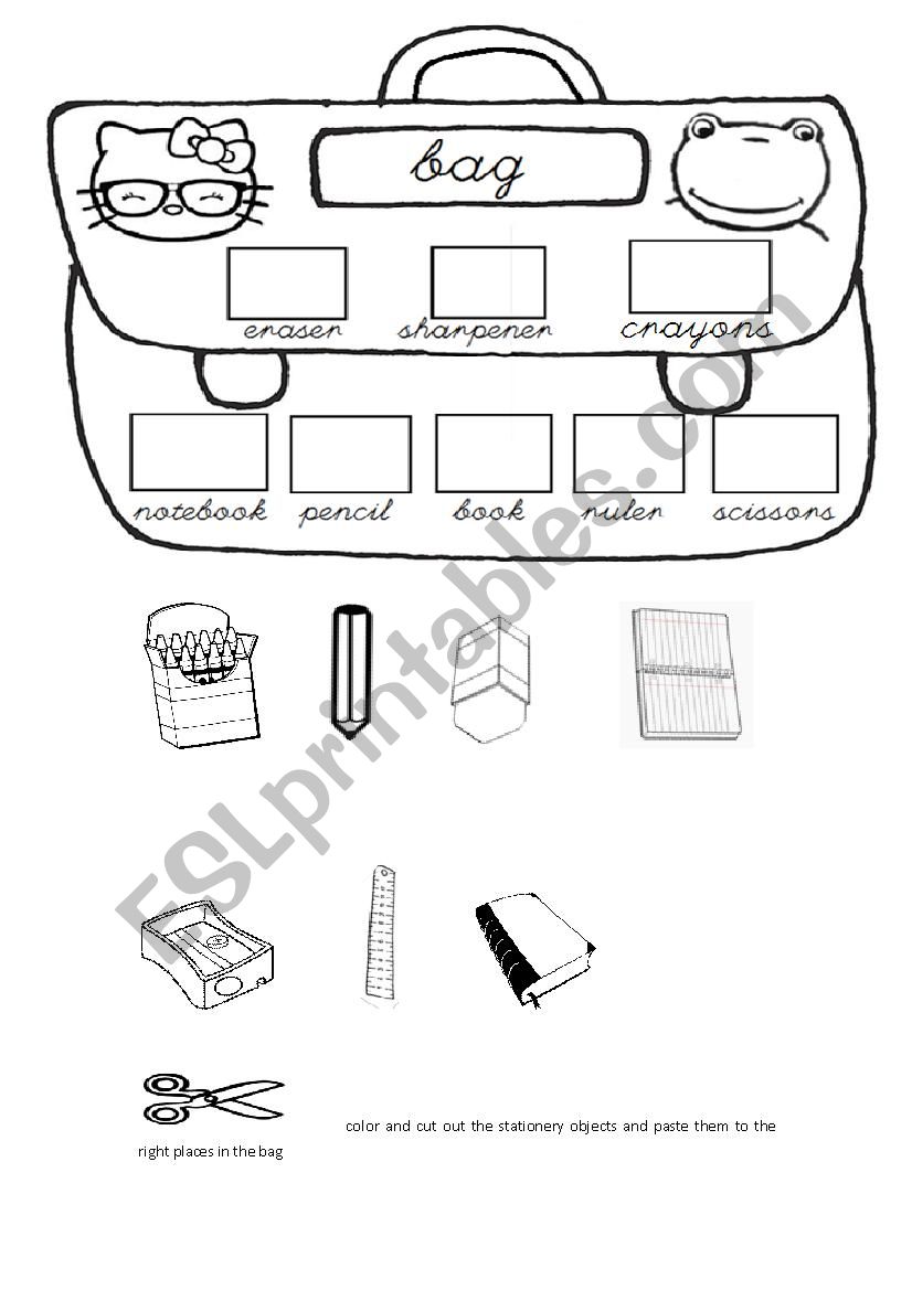 school supplies cut and paste worksheet