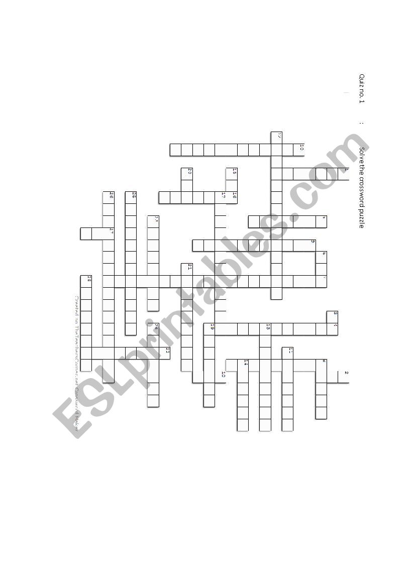 Computer Parts Crossword Puzzle