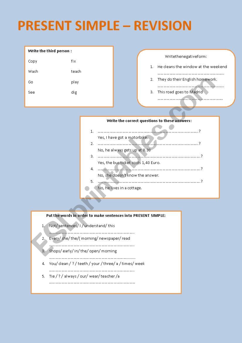 PRESENT SIMPLE I worksheet