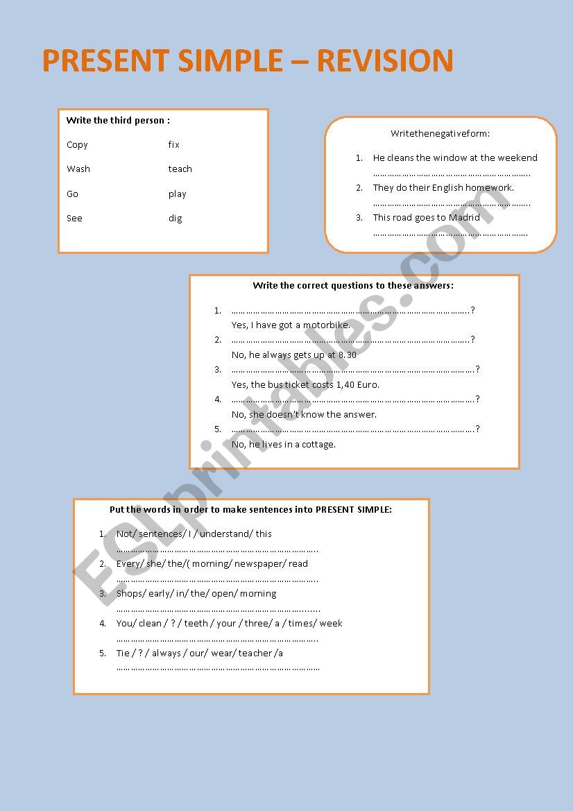 PRESENT SIMPLE I worksheet