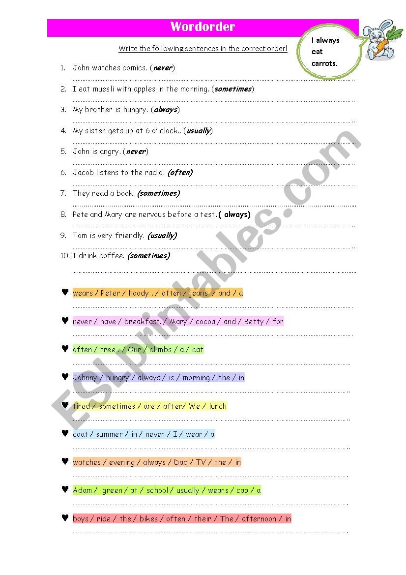 Wordorder worksheet