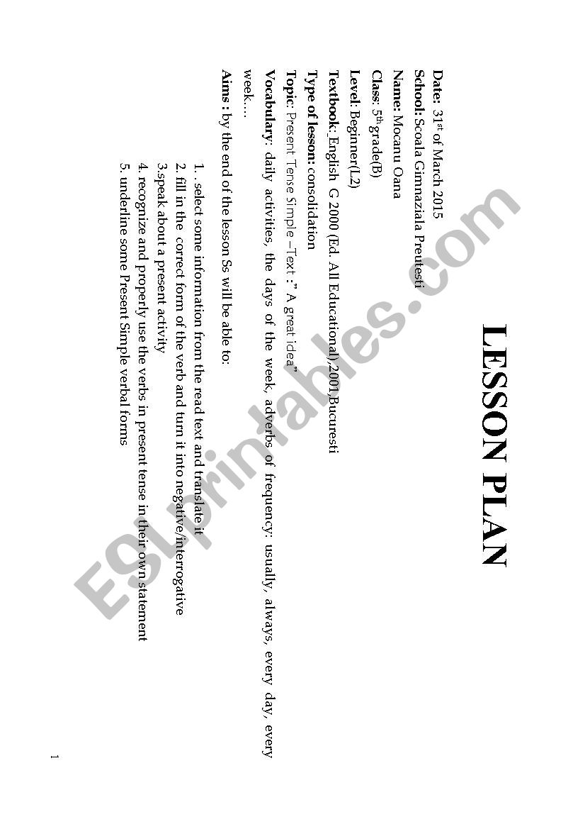 lesson plan worksheet