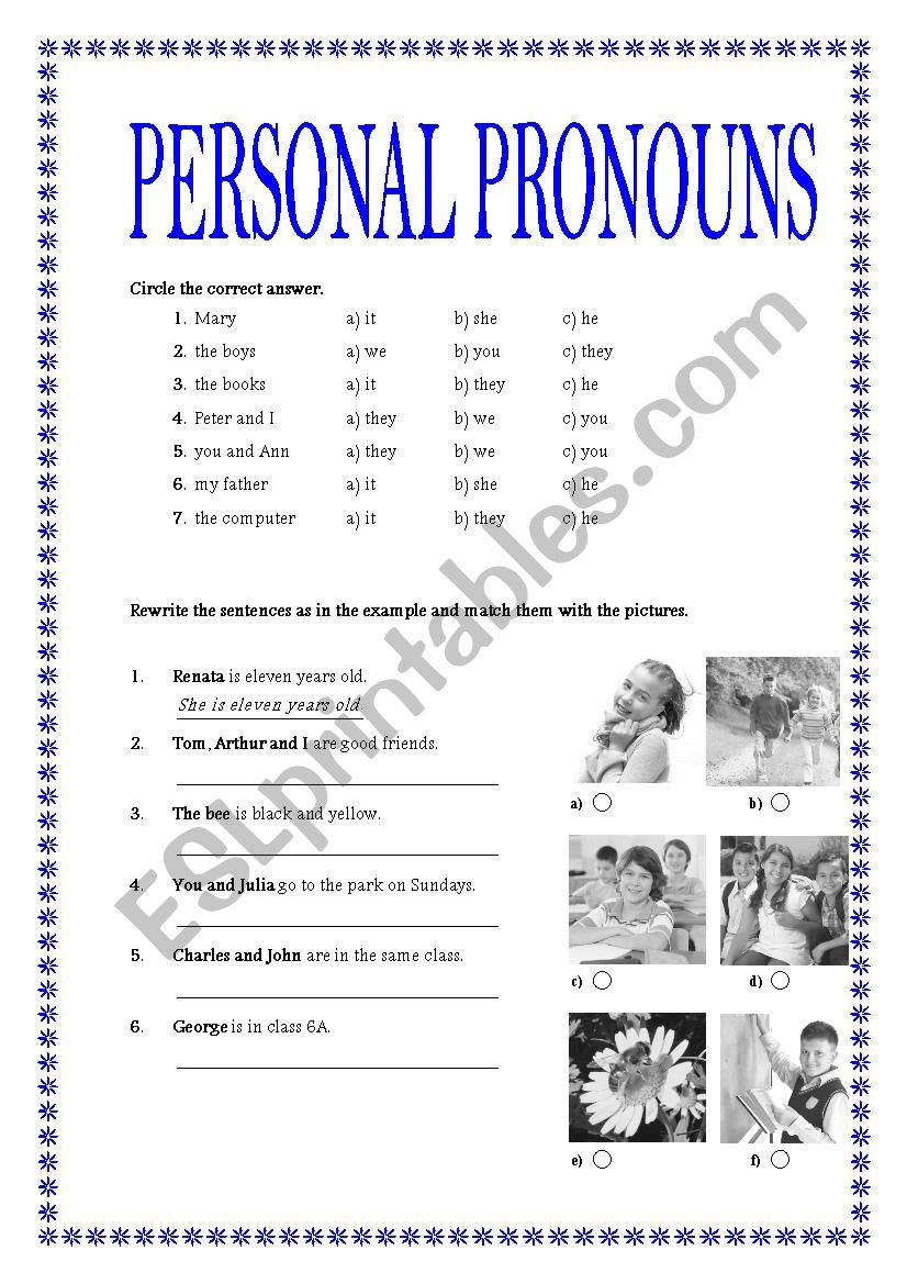 Personal Pronouns worksheet