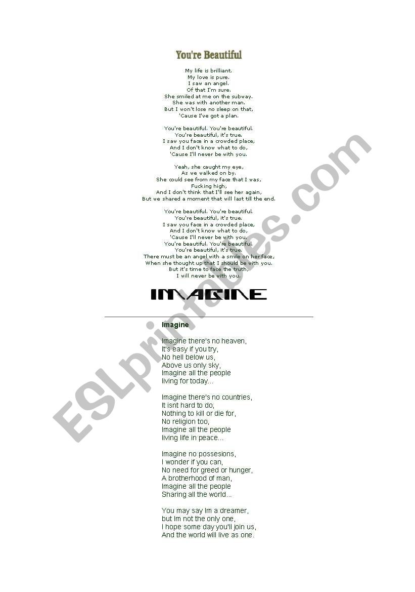 songs worksheet