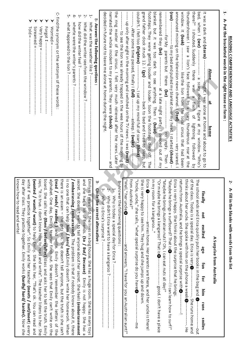 language revision  worksheet