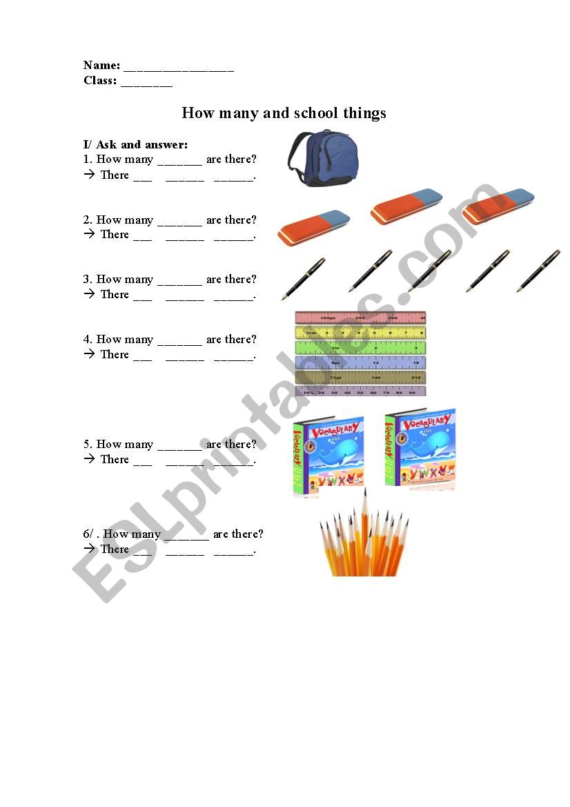 School things worksheet