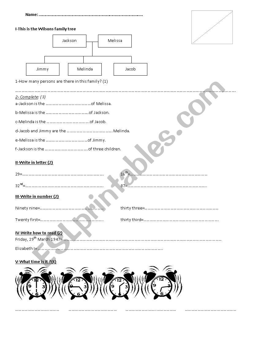 exercice worksheet