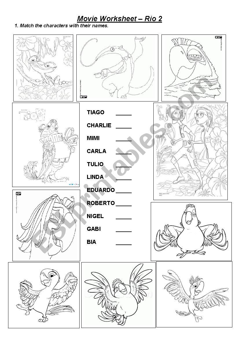 RIO 2 - Movie Worksheet worksheet