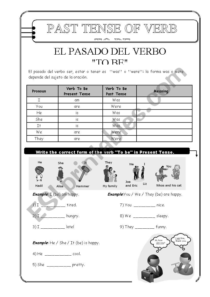 PAST VERB TO BE worksheet