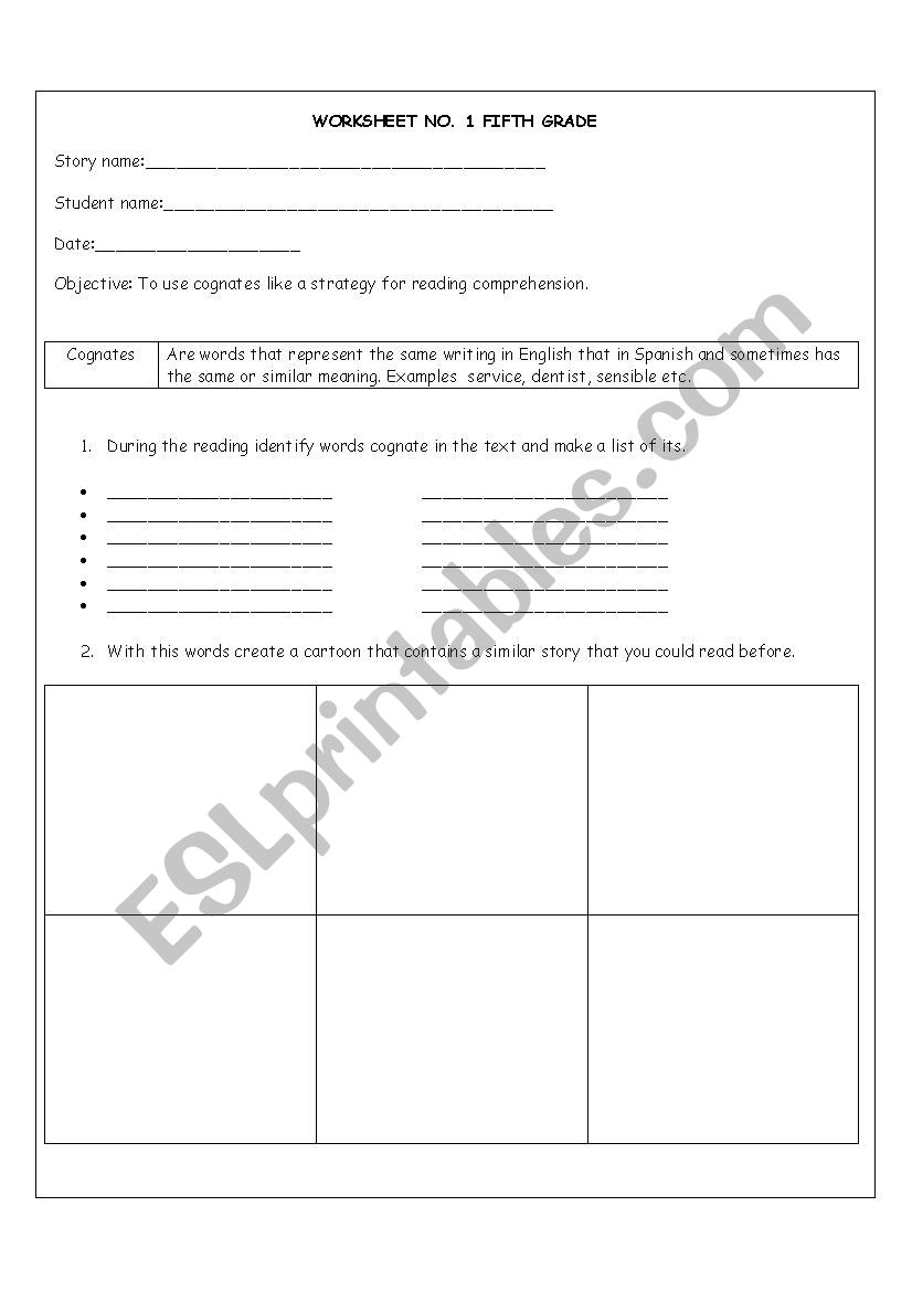 Reader Plan Story worksheet