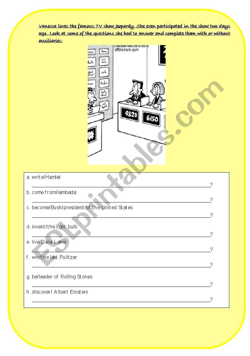 subject object questions worksheet