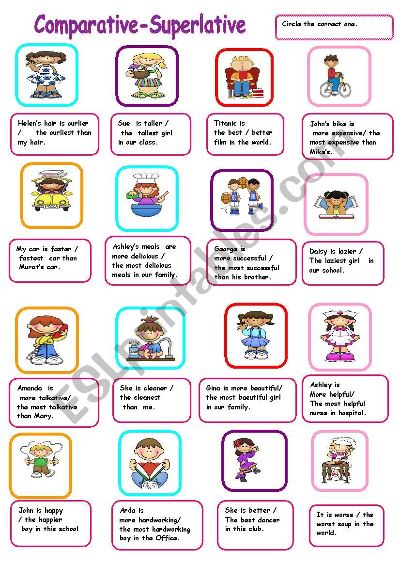 comparative vs.superlative worksheet