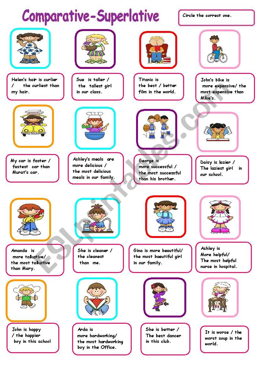 comparative vs.superlative worksheet