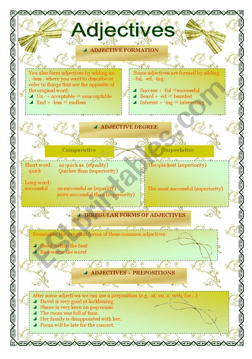 Adjectives worksheet