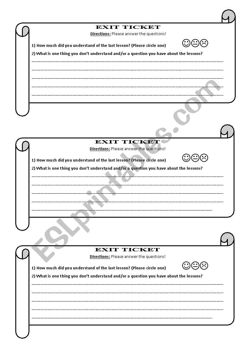 Exit Ticket worksheet