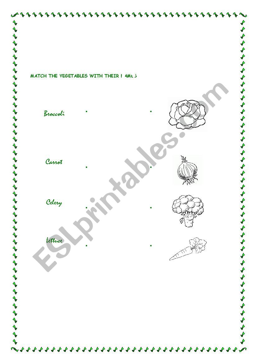 VEGETABLES worksheet