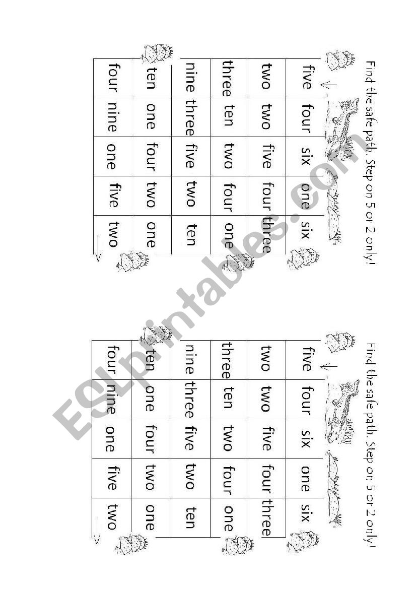 Finf the safe path worksheet