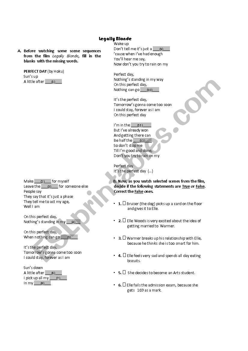 shopping worksheet