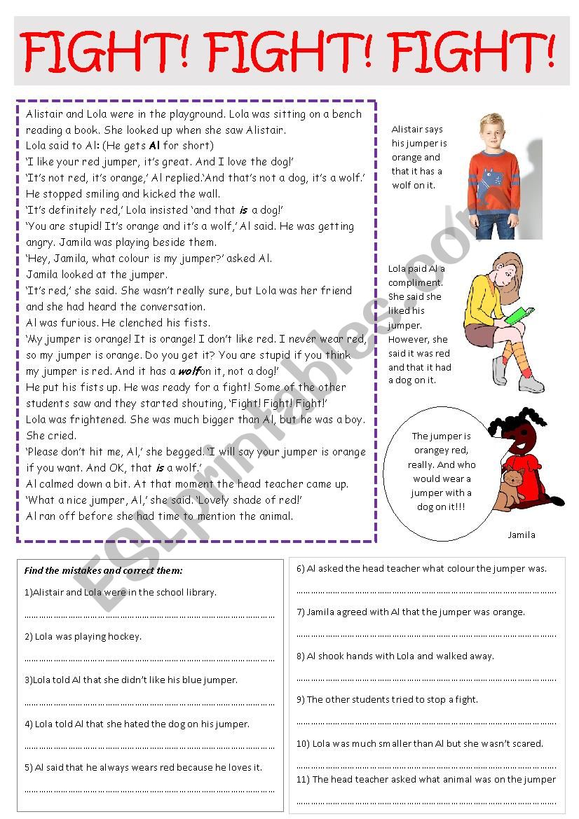 Fight! (Over nothing much!)  worksheet