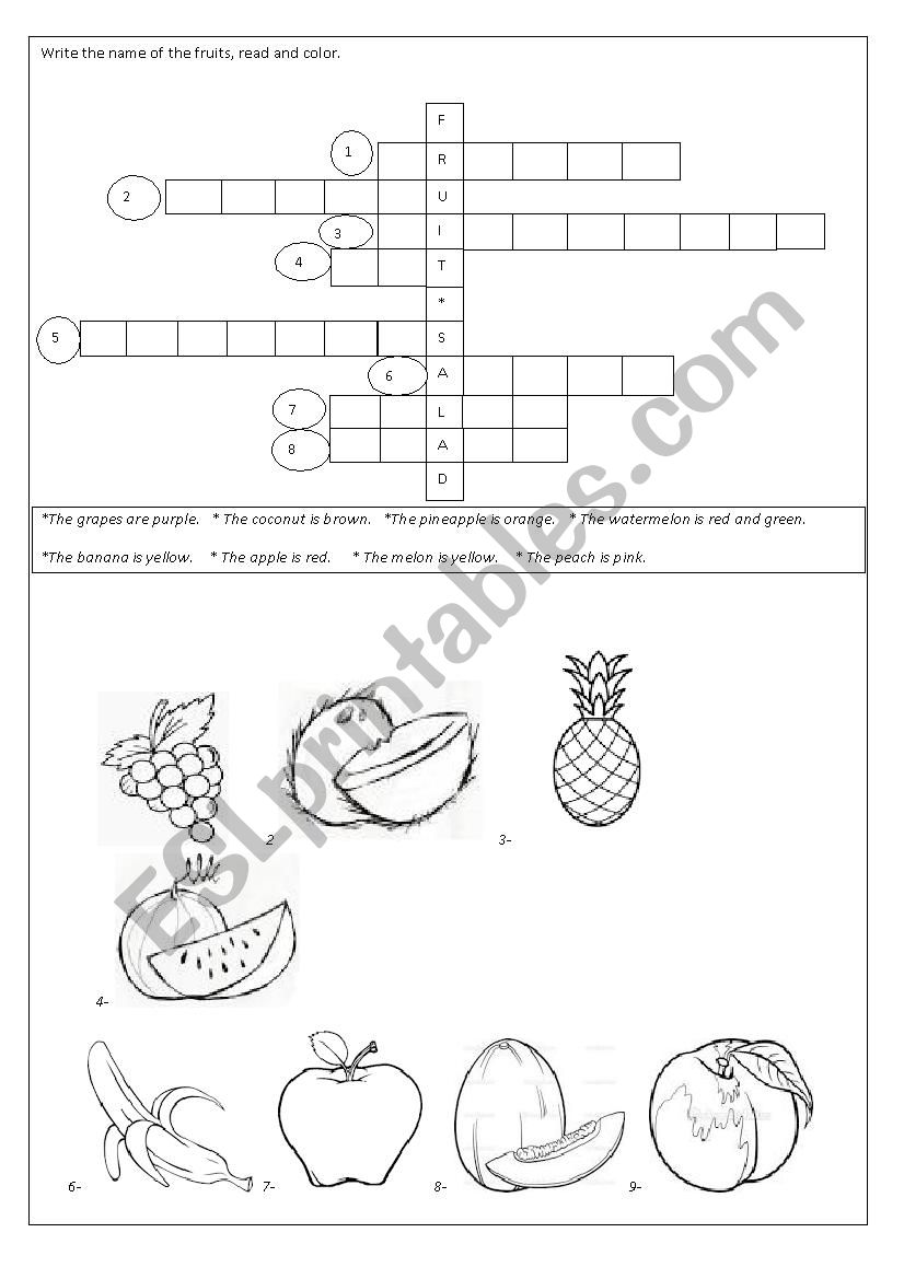 Fruits worksheet