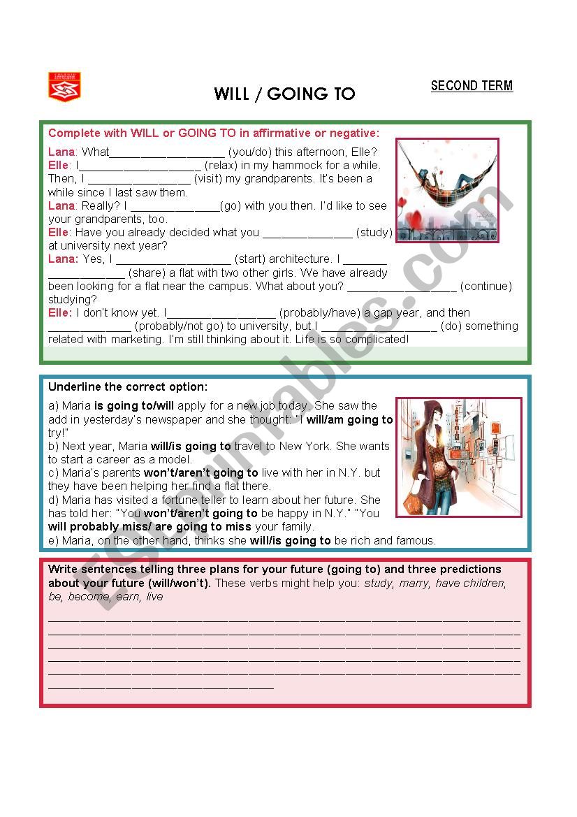 WILL VS. GOING TO worksheet