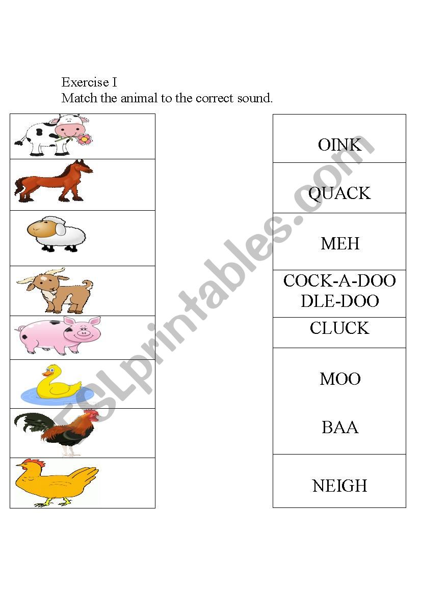 On the farm worksheet
