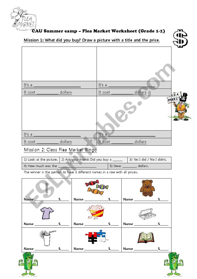 After the flea market - BINGO worksheet