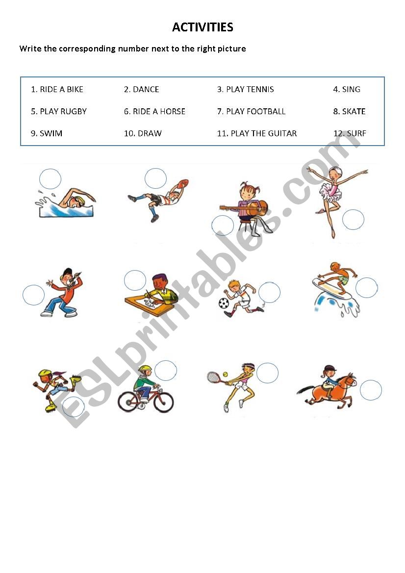 Sports and Activities worksheet