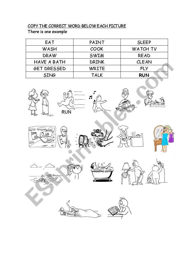 ACTION VERBS worksheet