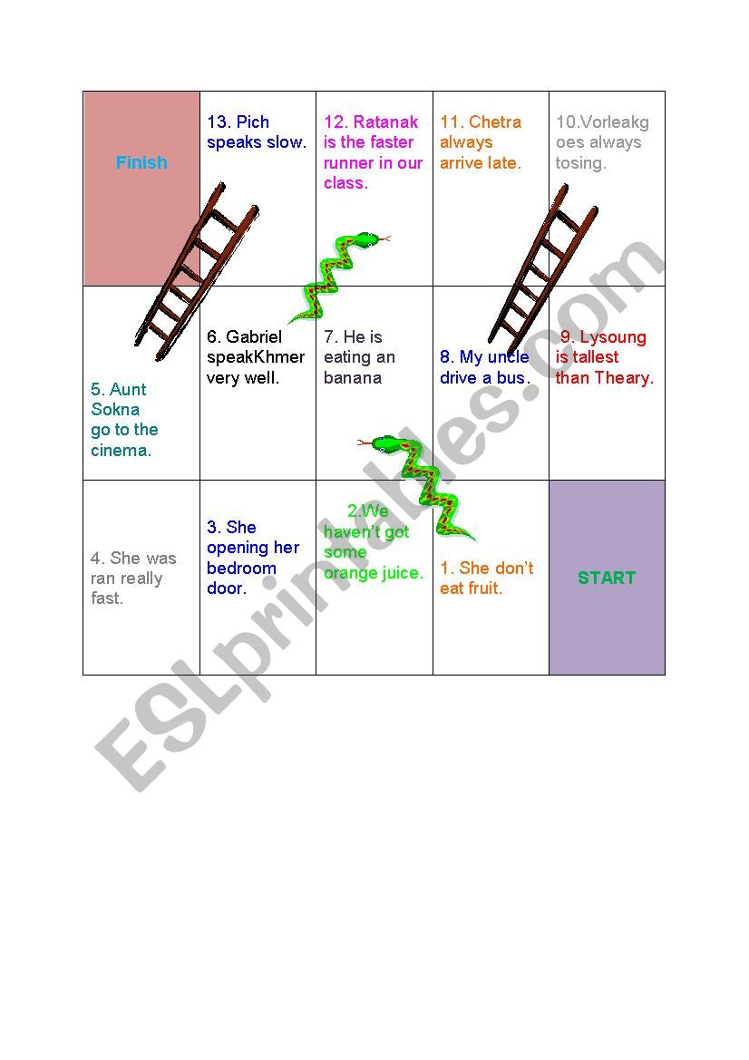 Snakes and Ladders Correct the Mistakes