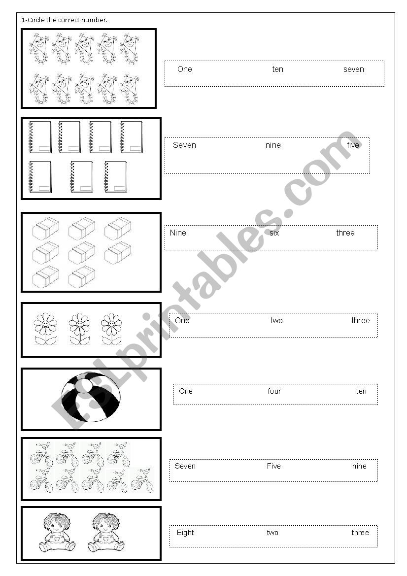 Numbers worksheet