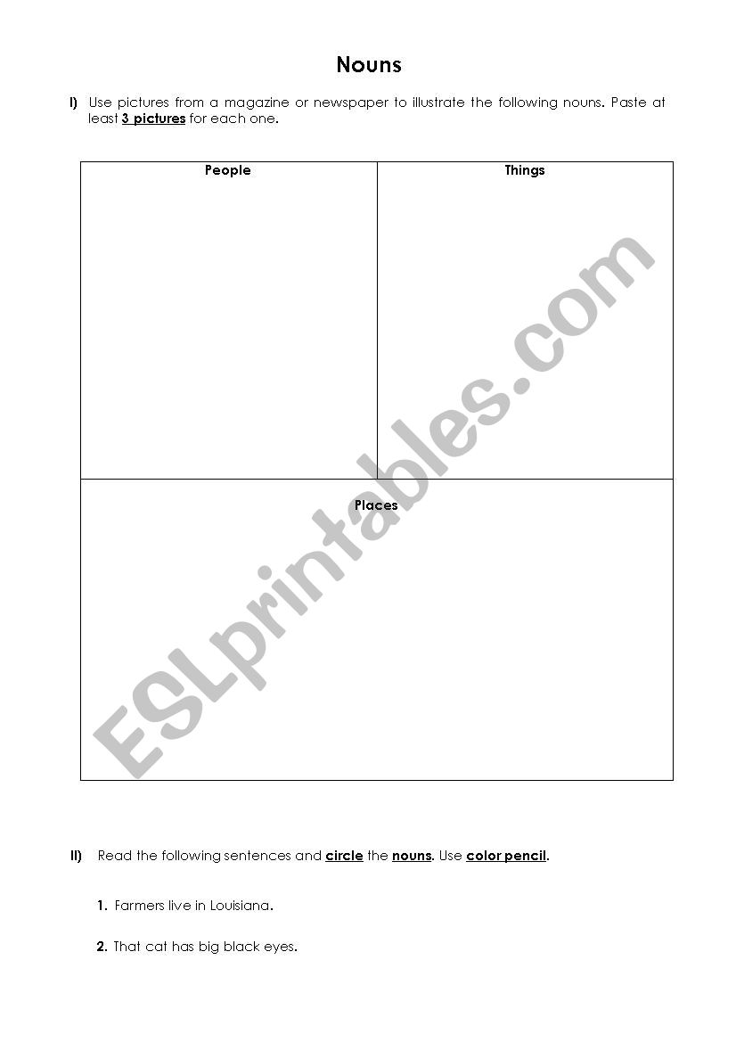 Nouns worksheet